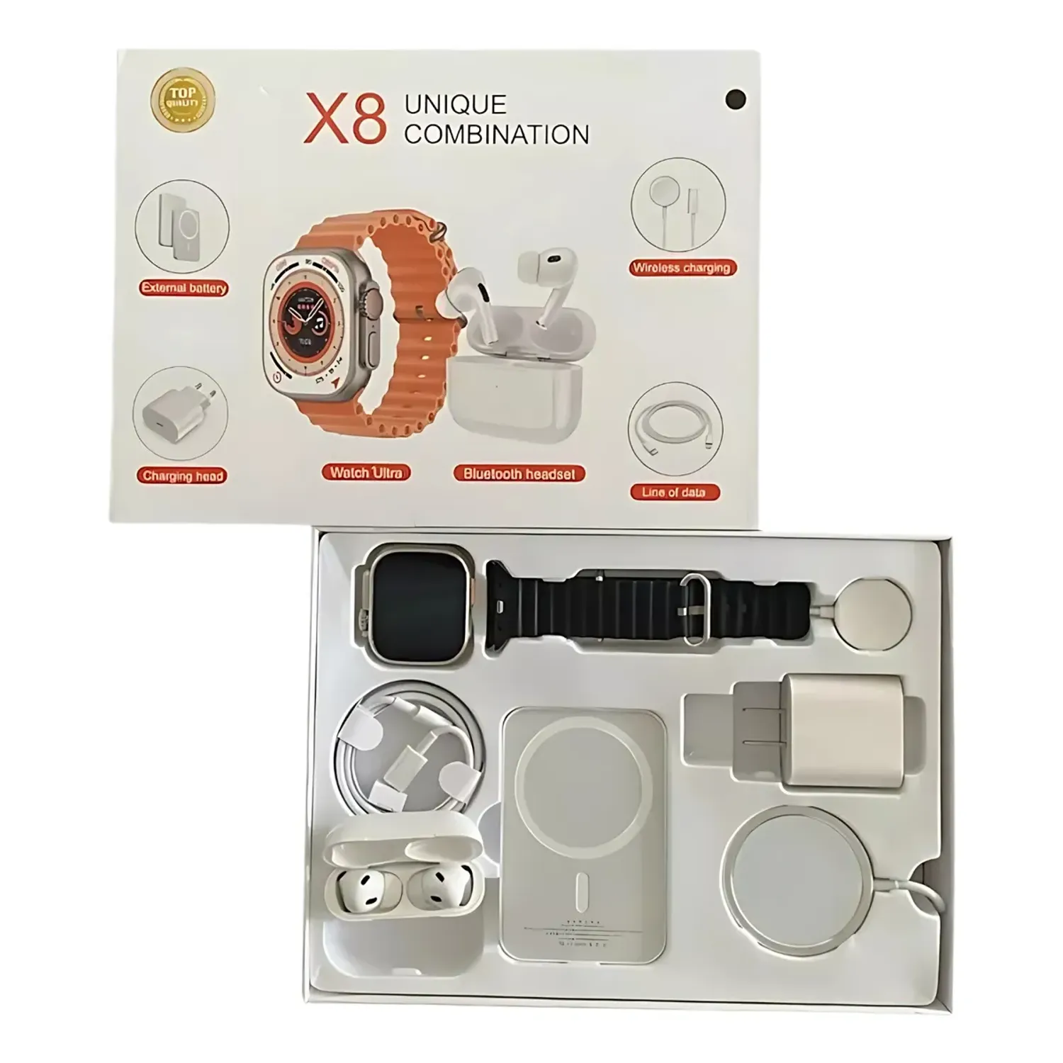 Pack 8 en 1 - audífonos + iwatch + cargador + Batería y cable de carga miniatura 4